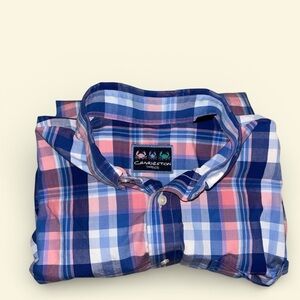 Mens Large Charleston Threads Blue and Pink Plaid Men's Shirt‎